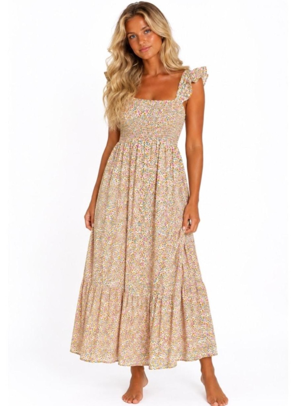 Universal Thread Yellow Floral Ruffle Strap Sundress